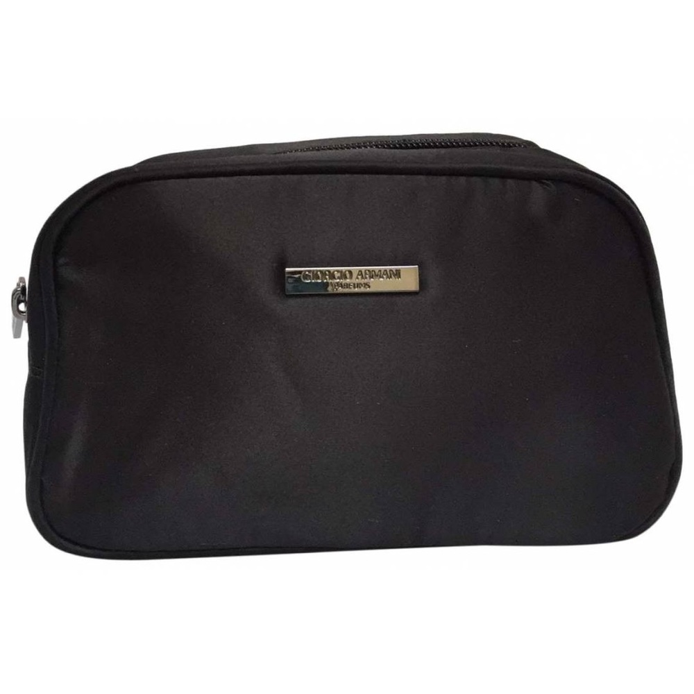 Giorgio Armani black satin makeup case